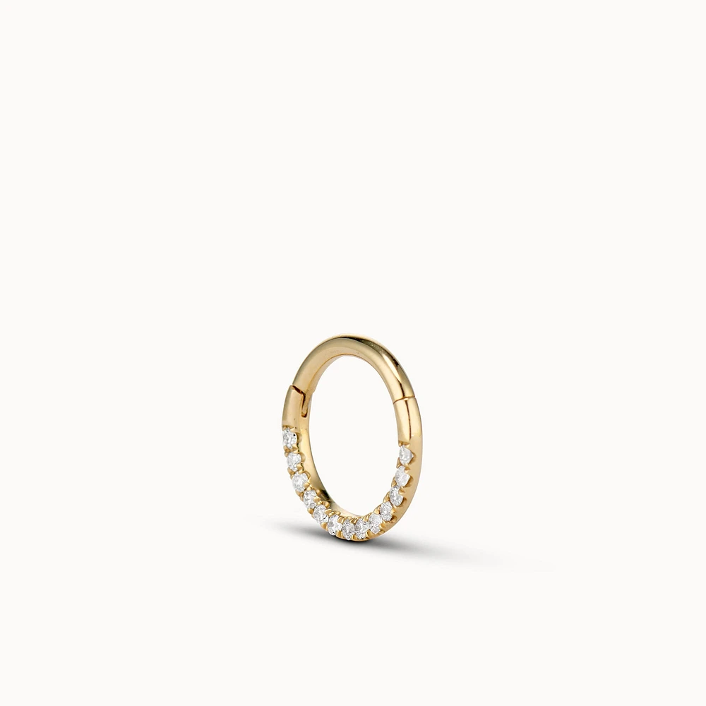 14k Full Diamond Clicker Hoop Hypoallergenic Earrings | Rowan