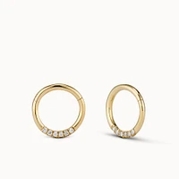 14k Half Diamond Clicker Hoop Hypoallergenic Earrings | Rowan