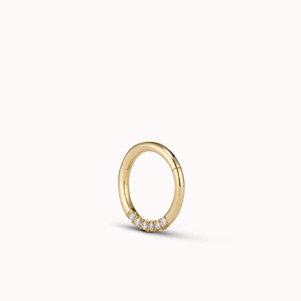 14k Half Diamond Clicker Hoop Hypoallergenic Earrings | Rowan