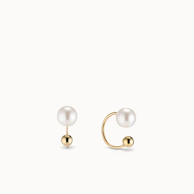 14k Pearl C Hoops Hypoallergenic Earrings | Rowan