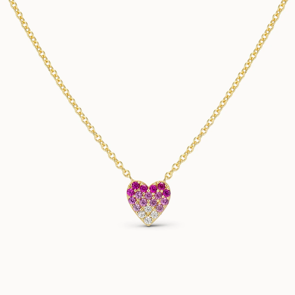 Heart Pavé - Pink Ombre Hypoallergenic Necklace | Rowan