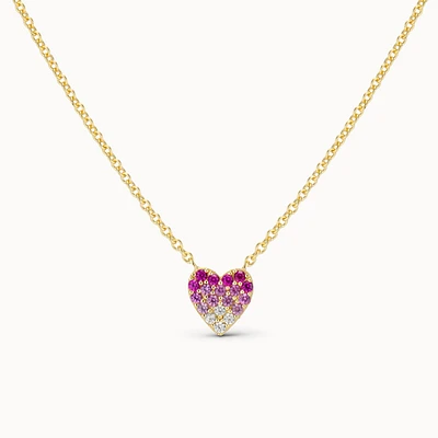 Heart Pavé - Pink Ombre Hypoallergenic Necklace | Rowan