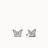 Butterfly Pavé Studs Clear Hypoallergenic Earrings | Rowan