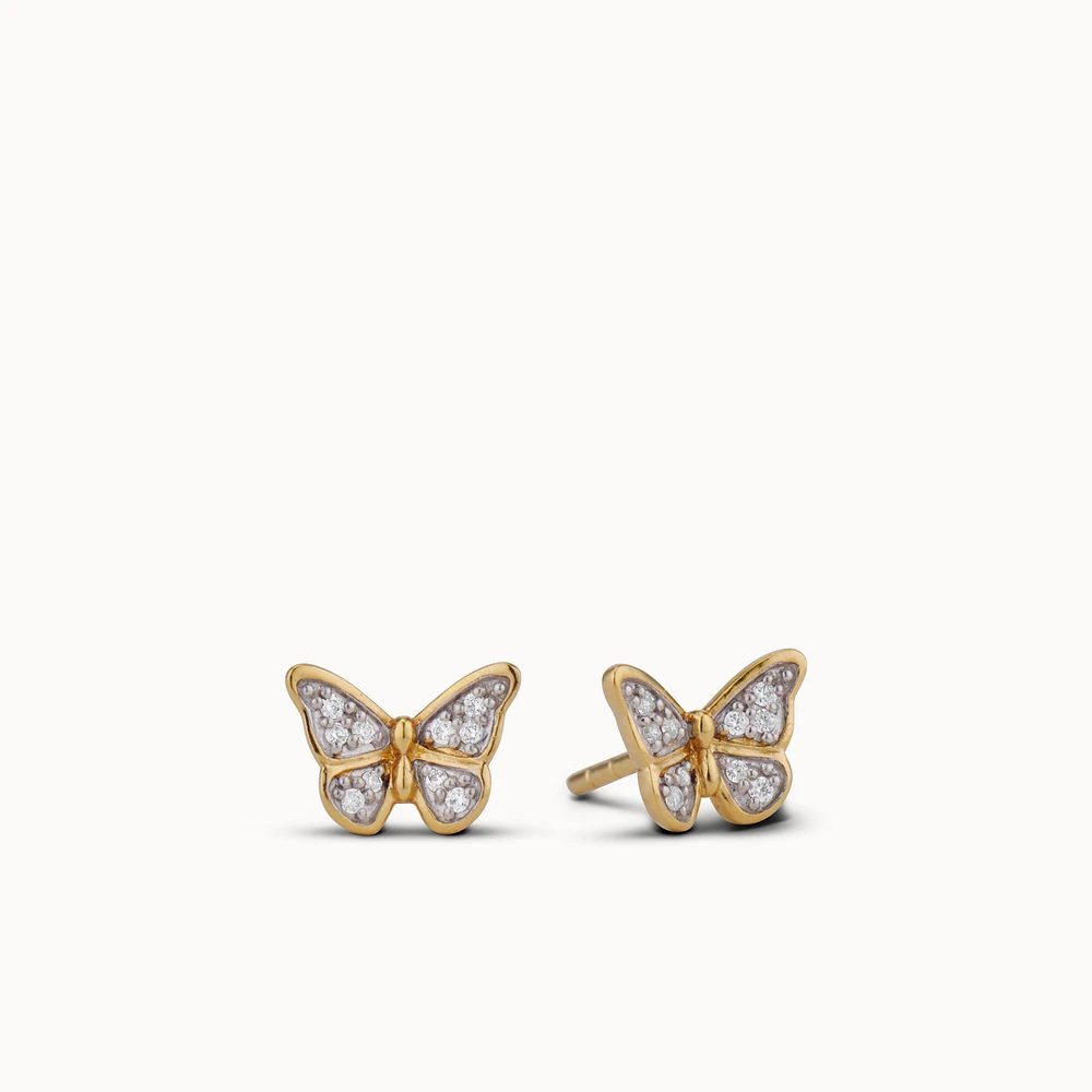 Butterfly Pavé Studs Clear Hypoallergenic Earrings | Rowan