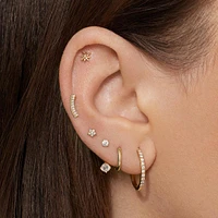 14k CZ C Hoops Hypoallergenic Earrings | Rowan