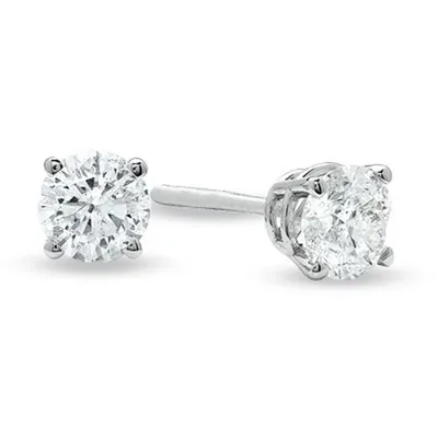 MEN’S STUDS 3/4 CT ROUND DIAMOND 14K WHITE GOLD