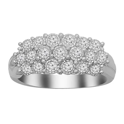 LADIES RING 1/2 CT ROUND DIAMOND 10K WHITE GOLD