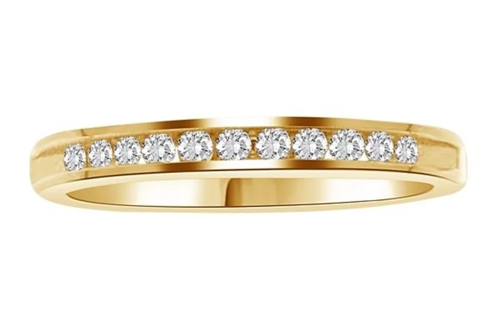 LADIES BAND 1/6 CT ROUND DIAMOND 14K YELLOW GOLD