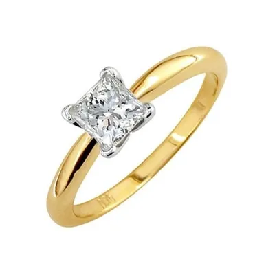 LADIES SOLITAIRE RING 3/4 CT ROUND DIAMOND 10K YELLOW GOLD