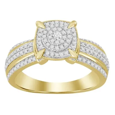 LADIES RING 1/2 CT ROUND DIAMOND 10K YELLOW GOLD