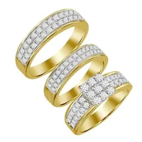 LADIES TRIO SET 2 CT ROUND DIAMOND 10K YELLOW GOLD