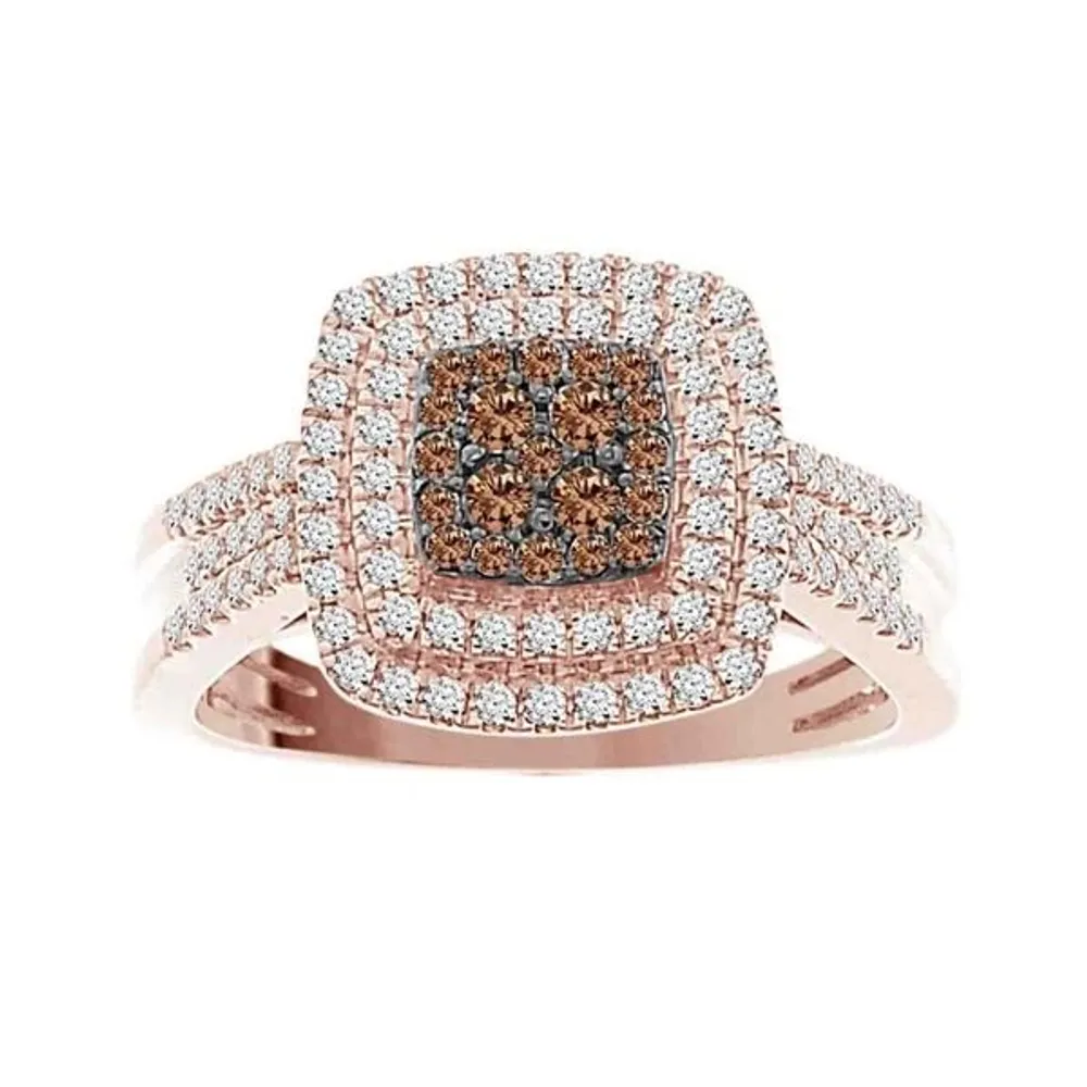 LADIES RING 1/2 CT ROUND/CHOCOLATE DIAMOND 10K ROSE GOLD