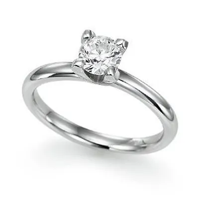 LADIES SOLITAIRE RING 1/ CT ROUND DIAMOND 14K GOLD