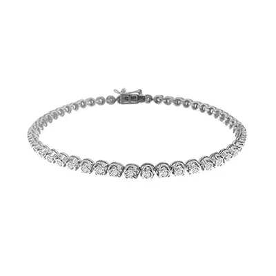 LADIES BRACELET 2 CT ROUND DIAMOND SILVER