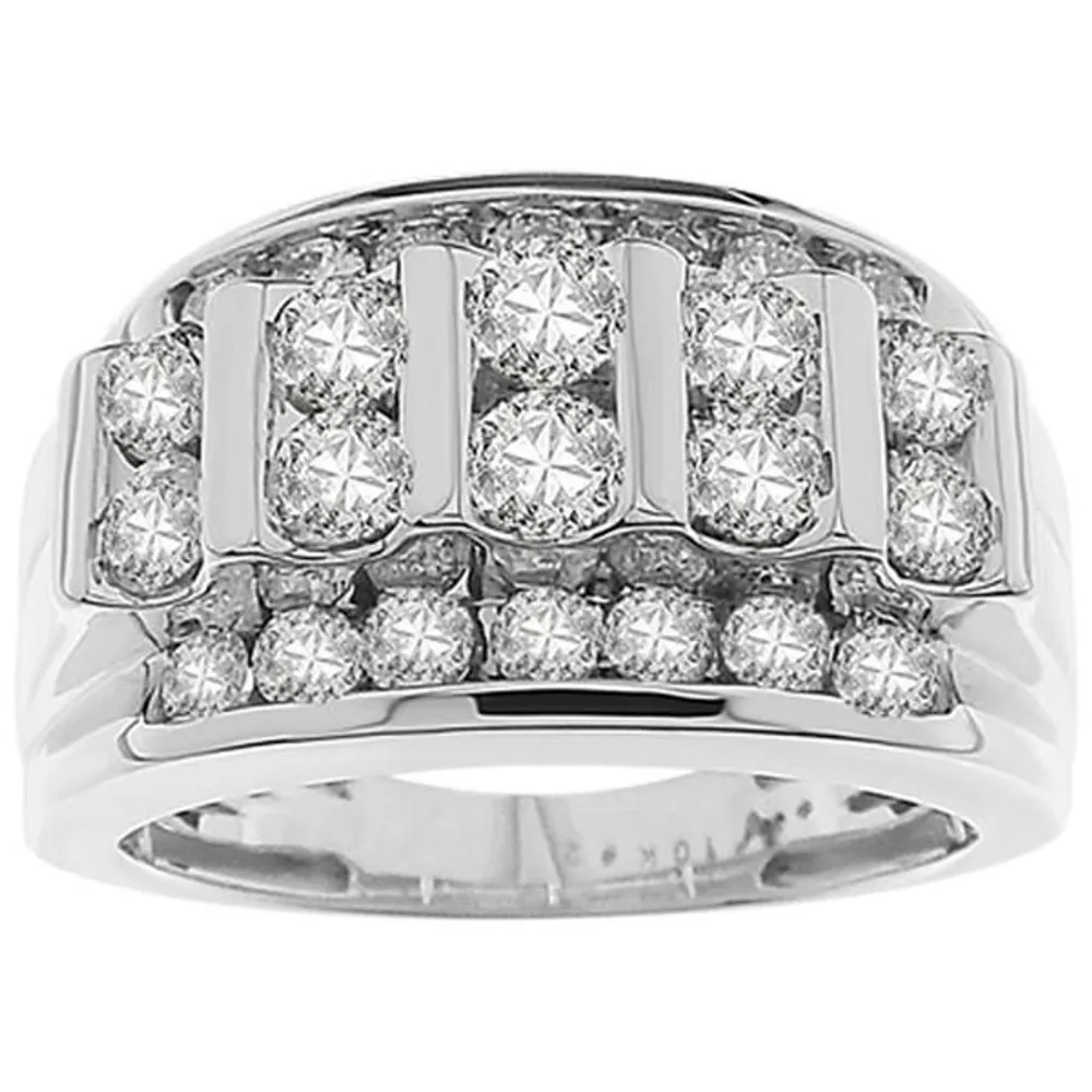 MEN’S RING 1 CT ROUND DIAMOND 10K WHITE GOLD