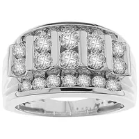 MEN’S RING 1 CT ROUND DIAMOND 10K WHITE GOLD