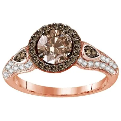 LADIES RING 1/2 CT /CHOCOLATE ROUND DIAMOND 14K ROSE GOLD