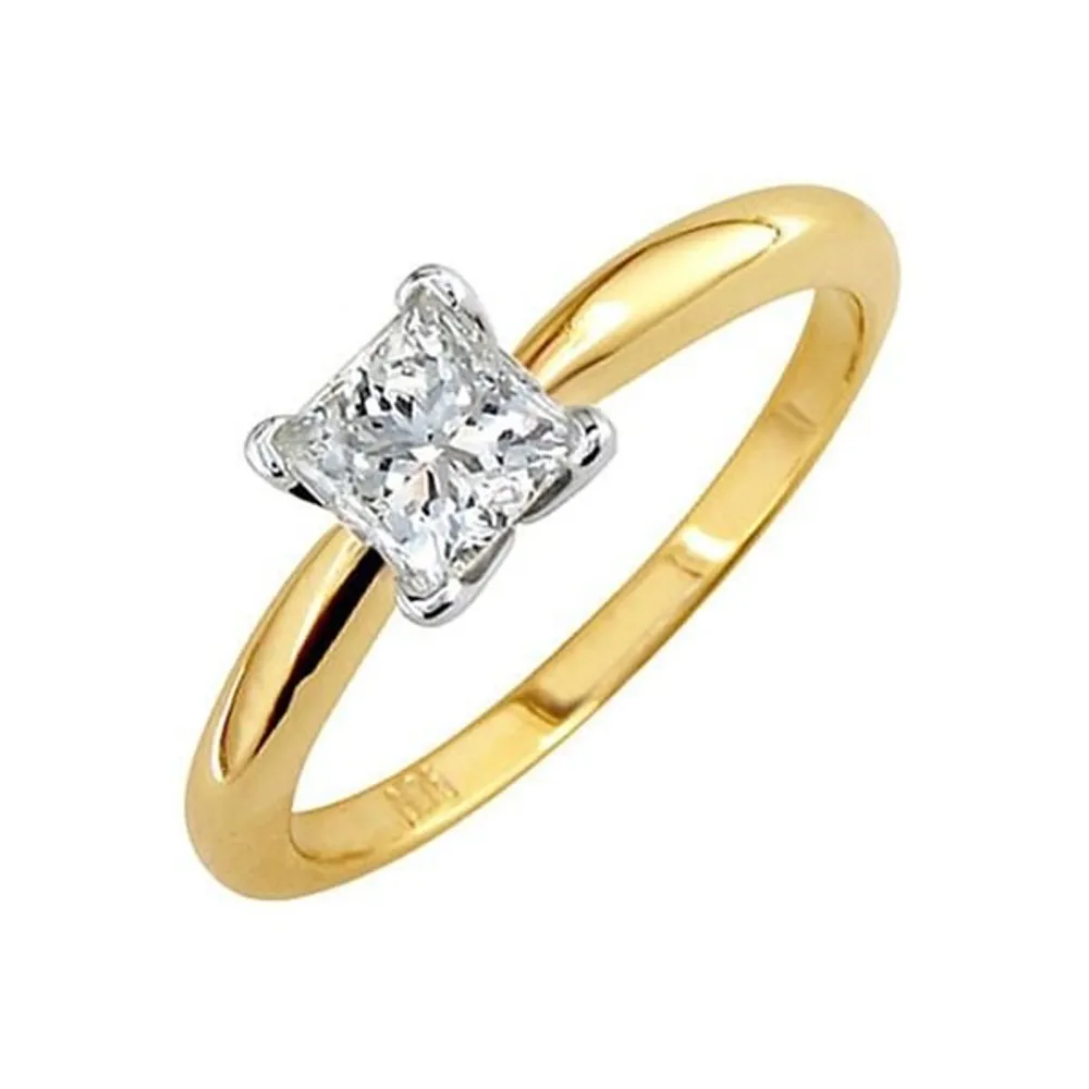 LADIES SOLITAIRE RING / CT PRINCESS DIAMOND 14K GOLD