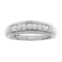 MEN’S BAND 1/4 CT ROUND DIAMOND 10K WHITE GOLD