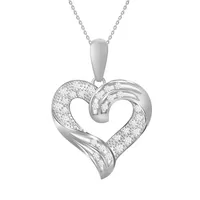 LADIES PENDANT 1 CT ROUND DIAMOND SILVER WHITE