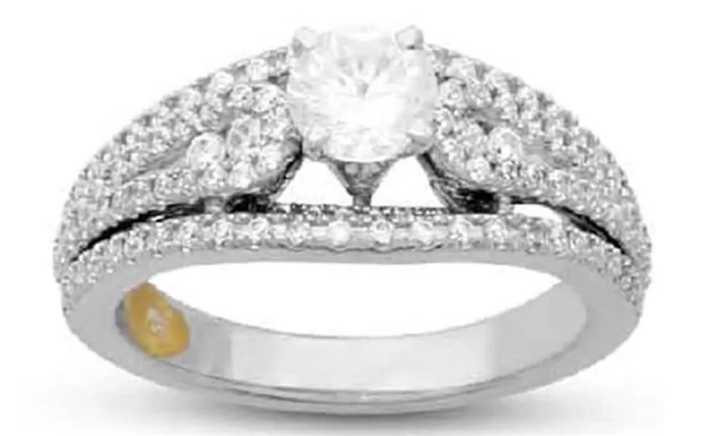 LADIES BRIDAL RING SET 1 1/2 CT ROUND DIAMOND 14K WHITE GOLD