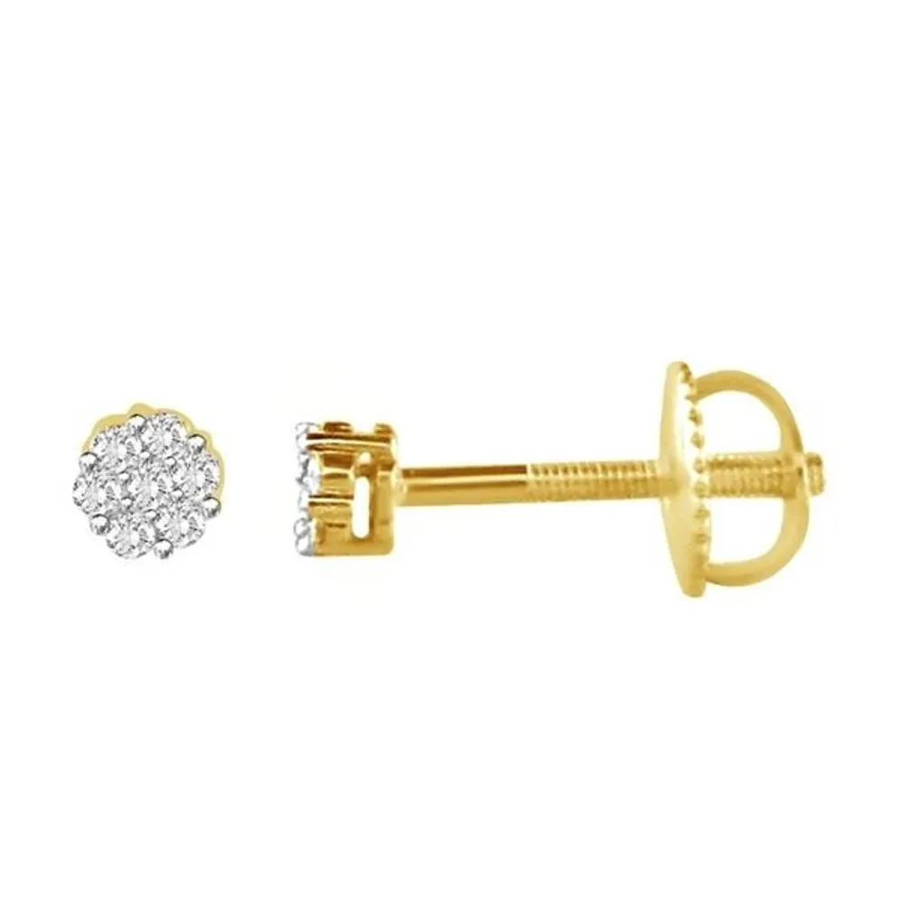 LADIES EARRINGS 1/10 CT ROUND DIAMOND 10K YELLOW GOLD