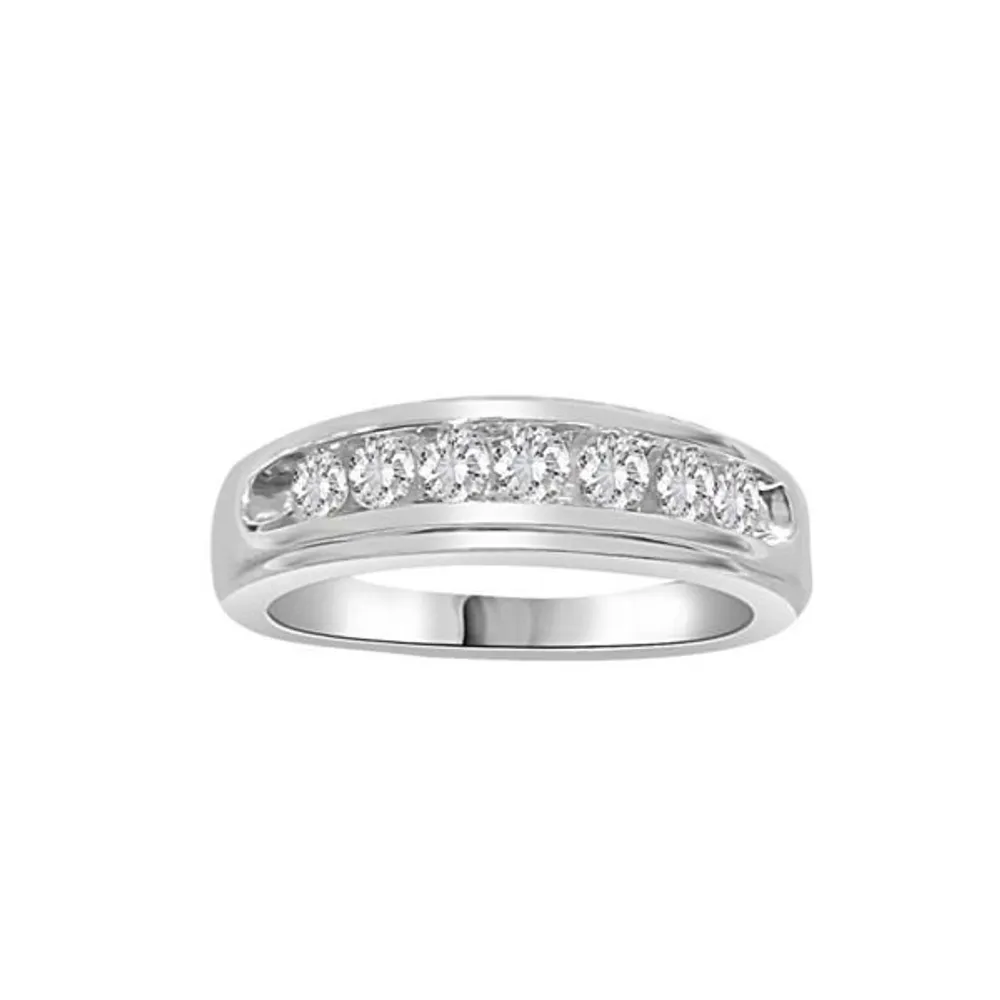 MEN’S BAND 3/4 CT ROUND DIAMOND 10K WHITE GOLD