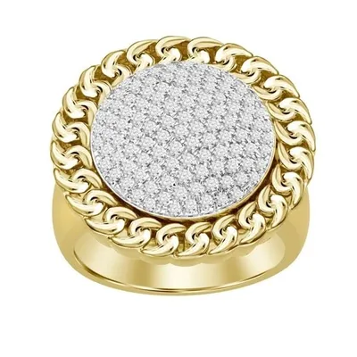 MEN’S RING 1 1/3 CT ROUND DIAMOND 10K YELLOW GOLD