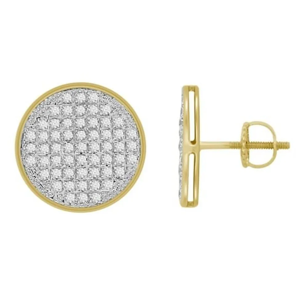 MEN’S EARRINGS 1/10CT ROUND DIAMOND 10K YELLOW GOLD