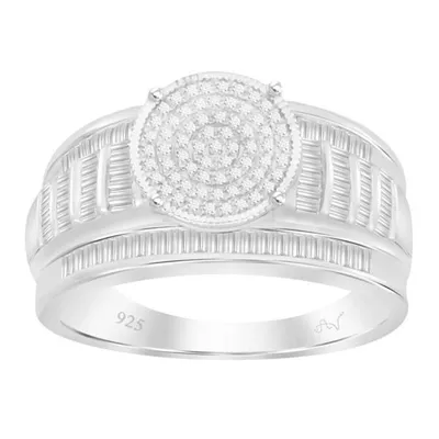 LADIES RING / CT ROUND/BAGUETTE DIAMOND SILVER