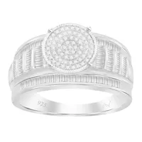 LADIES RING / CT ROUND/BAGUETTE DIAMOND SILVER