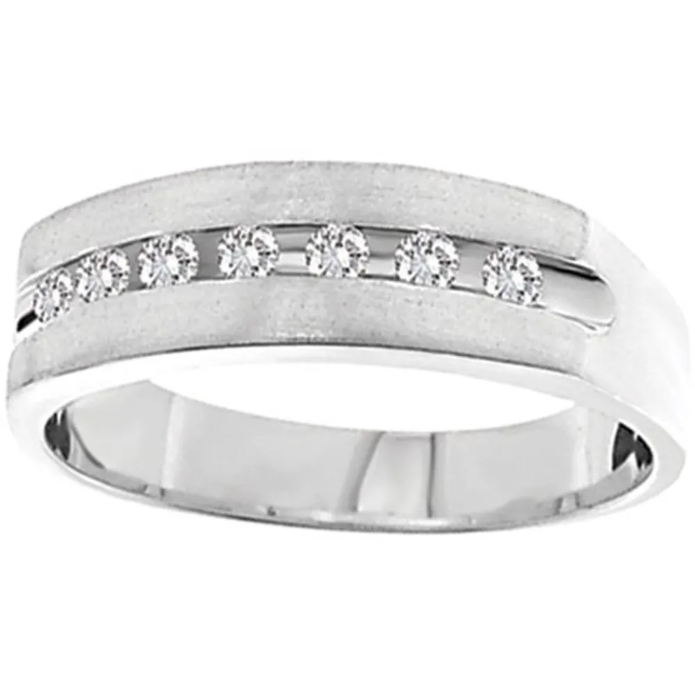 MEN’S BAND 1/6 CT ROUND DIAMOND MACHIN SET 14K WHITE GOLD