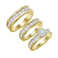 LADIES TRIO SET 1/3 CT ROUND DIAMOND 10K YELLOW GOLD