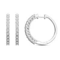 LADIES HOOPS 1/4 CT DIAMOND 10K WHITE GOLD