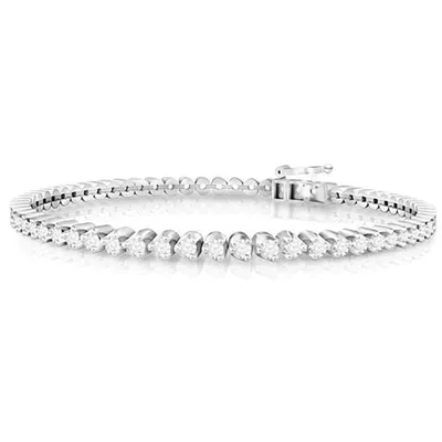 LADIES BRACELET 1 CT ROUND DIAMOND 10K WHITE GOLD