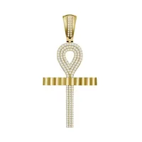 MEN’S CROSS 3/8 CT ROUND DIAMOND 10K YELLOW GOLD