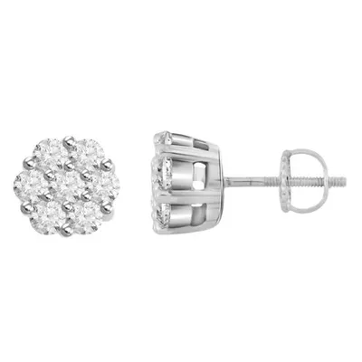 LADIES EARRING 1/3 CT ROUND DIAMOND 14K WHITE GOLD