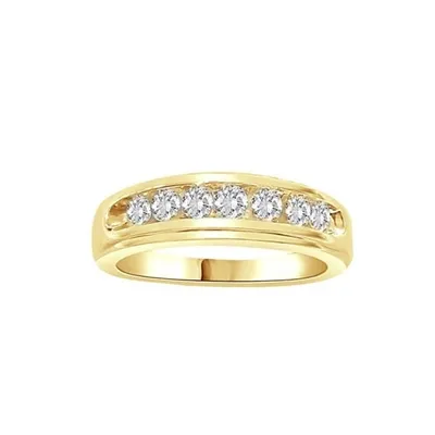 MEN’S BAND 3/4 CT ROUND DIAMOND 10K YELLOW GOLD