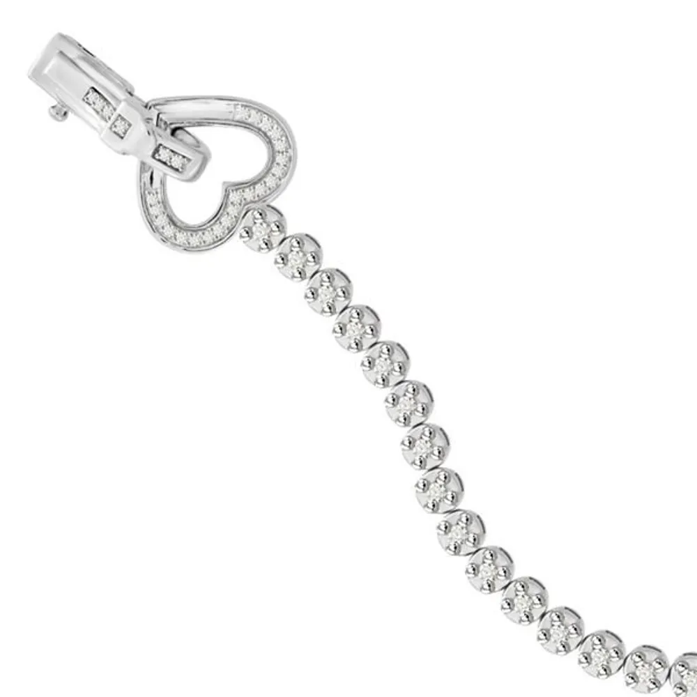 LADIES BRACELET 1/2 CT ROUND DIAMOND SILVER