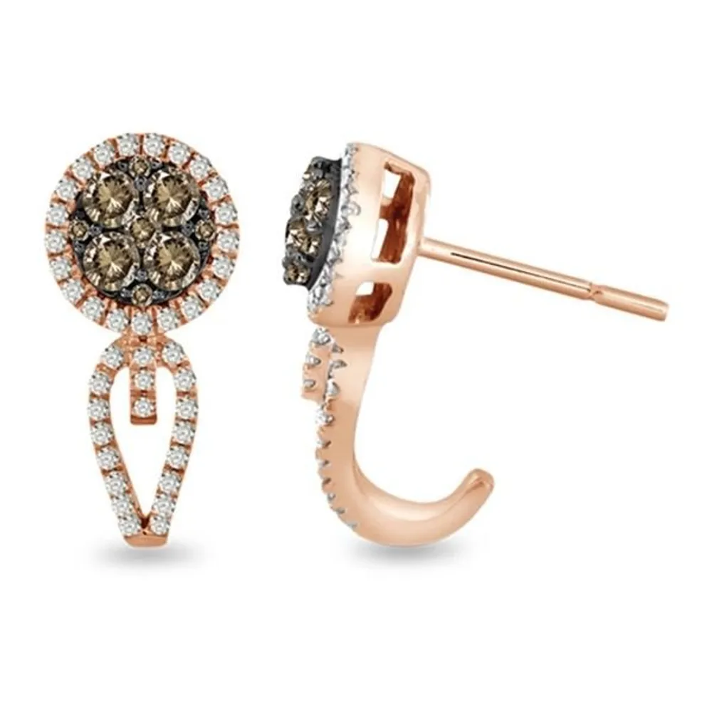 LADIES EARRING 3/4 CT ROUND /CAPPUCCINO DIAMOND 14K ROSE GOLD