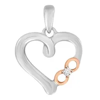 LADIES PENDANT 0.03 CT ROUND DIAMOND SILVER WITH 10K ROSE PLATED