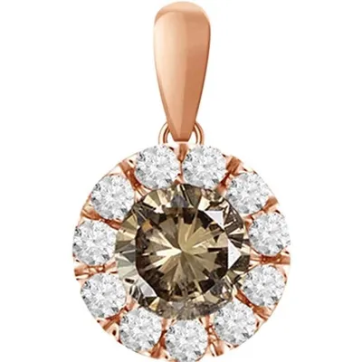 LADIES PENDANT 1/4 CT WHITE/CHOCOLATE ROUND DIAMOND 14K ROSE GOLD