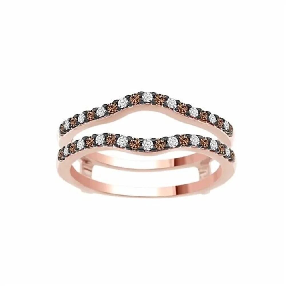 LADIES ENHANCERS WRAPS 1/ CT WHITE/CHOCOLATE ROUND DIAMOND 14K ROSE GOLD