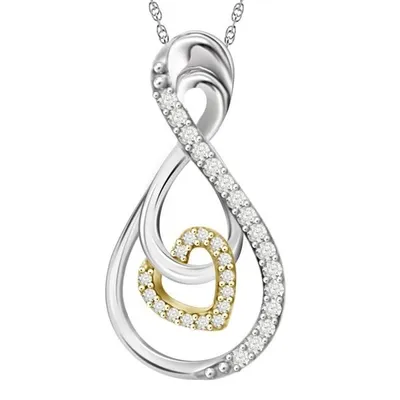 LADIES PENDANT 1/10 CT ROUND DIAMOND 10K TT WHITE & YELLOW GOLD