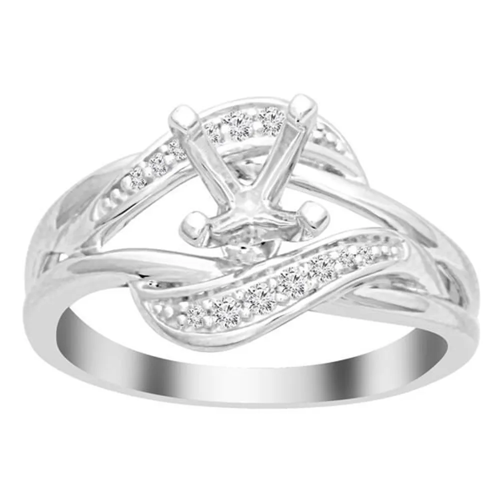 LADIES ENGAGEMENT RING SETTING 1/10 CT TW ROUND DIAMOND 18K WHITE GOLD-CTR 1 (THE CENTER IS SOLD SEPARATELY