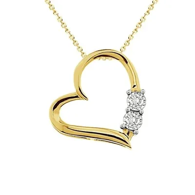 LADIES NECKLACE 1/10 CT ROUND DIAMOND LADIES 10K YELLOW GOLD