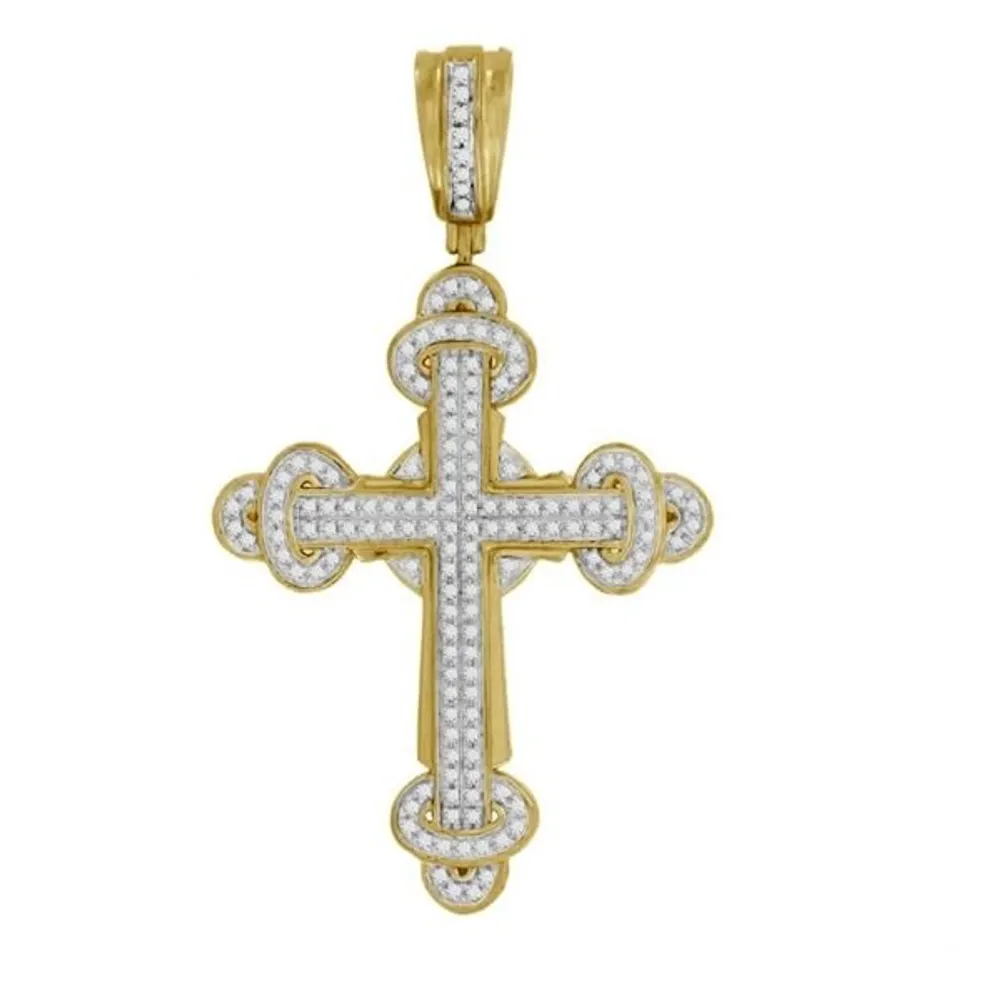 MEN’S CROSS 1/2 CT ROUND DIAMOND 10K YELLOW GOLD