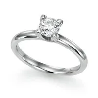 LADIES SOLITAIRE RING 1/ CT ROUND DIAMOND 10K WHITE GOLD