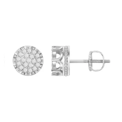 MEN’S EARRINGS 1/2 CT ROUND DIAMOND 10K WHITE GOLD