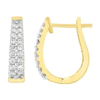 LADIES HOOPS 1/2 CT ROUND DIAMOND 14K YELLOW GOLD